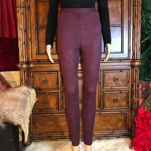 Burgundy Faux Suede Tapered Pant